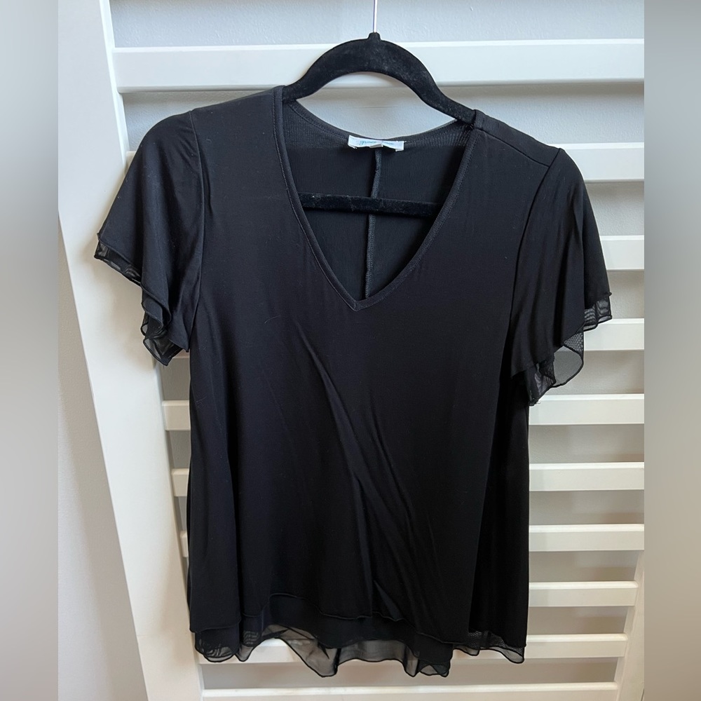 Grace and lace black tiered mesh top